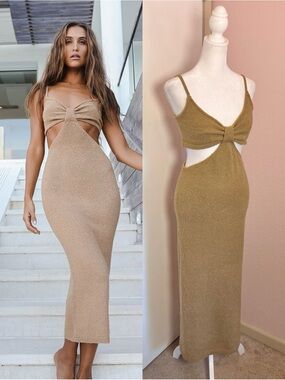 The Way I Feel Tan Cutout Midi Dress by Lulus